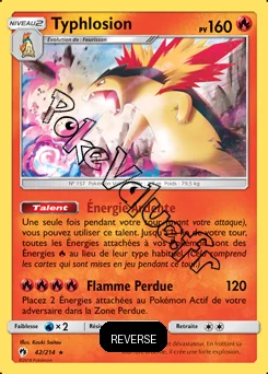 Carte Pokémon Typhlosion  Reverse n°42 de la série Tonnerre Perdu
