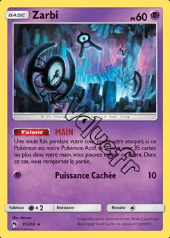 Carte Pokémon Zarbi n°91 de la série Tonnerre Perdu