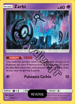 Carte Pokémon Zarbi Reverse n°91 de la série Tonnerre Perdu