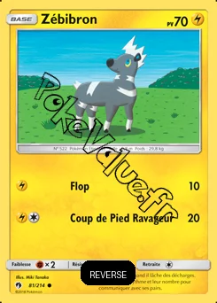 Carte Pokémon Zébibron Reverse n°81 de la série Tonnerre Perdu