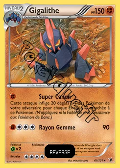 Carte Pokémon Gigalithe Reverse n°61 de la série Nobles Victoires
