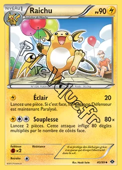 Carte Pokémon Raichu  n°40 de la série Destinées Futures
