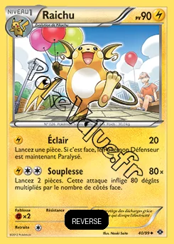 Carte Pokémon Raichu  Reverse n°40 de la série Destinées Futures
