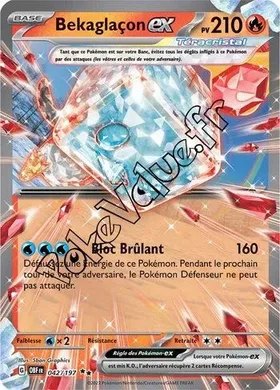 Carte Pokémon Bekaglaçon ex  n°042 de la série Flammes Obsidiennes