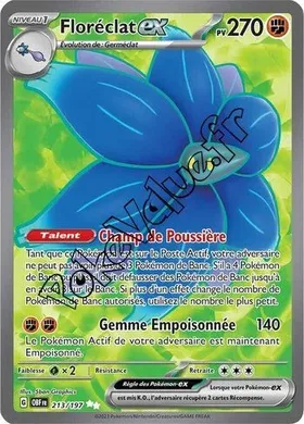 Carte Pokémon Floréclat ex  n°213 de la série Flammes Obsidiennes