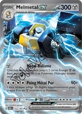 Carte Pokémon Melmetal ex  n°153 de la série Flammes Obsidiennes