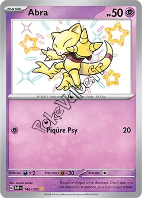 Carte Pokémon Abra  n°148 de la série Destinées de Paldea