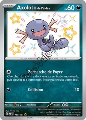 Carte Pokémon Axoloto de Paldea  n°180 de la série Destinées de Paldea