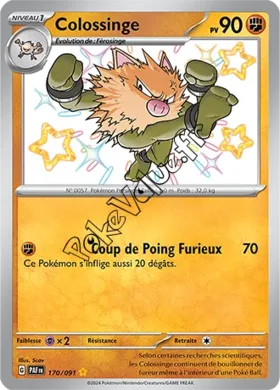 Carte Pokémon Colossinge  n°170 de la série Destinées de Paldea