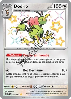 Carte Pokémon Dodrio  n°200 de la série Destinées de Paldea