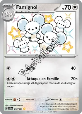 Carte Pokémon Famignol  n°210 de la série Destinées de Paldea