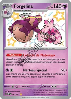 Carte Pokémon Forgelina  n°167 de la série Destinées de Paldea