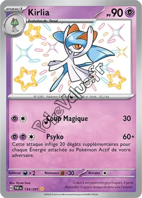 Carte Pokémon Kirlia  n°154 de la série Destinées de Paldea