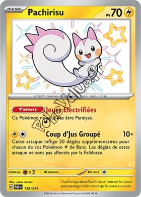 Carte Pokémon Pachirisu  n°138 de la série Destinées de Paldea