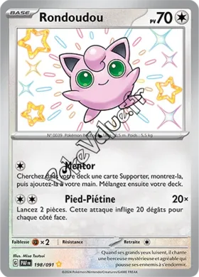 Carte Pokémon Rondoudou  n°198 de la série Destinées de Paldea