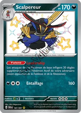 Carte Pokémon Scalpereur  n°187 de la série Destinées de Paldea