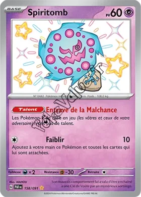 Carte Pokémon Spiritomb  n°158 de la série Destinées de Paldea