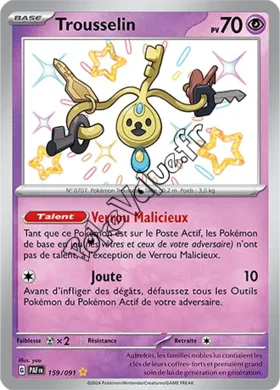 Carte Pokémon Trousselin  n°159 de la série Destinées de Paldea