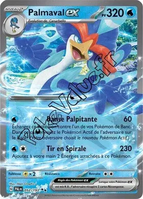 Carte Pokémon Palmaval ex  n°052 de la série Évolutions à Paldea