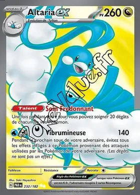 Carte Pokémon Altaria ex  n°232 de la série Faille Paradoxe