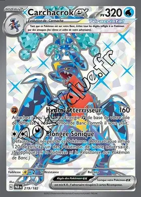 Carte Pokémon Carchacrok ex  n°219 de la série Faille Paradoxe