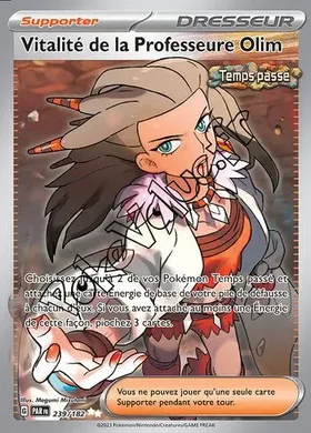 Carte Pokémon Vitalité de la Professeure Olim n°239 de la série Faille Paradoxe