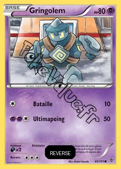 Carte Pokémon Gringolem Reverse n°45 de la série Explosion Plasma