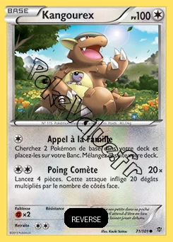 Carte Pokémon Kangourex  Reverse n°71 de la série Explosion Plasma