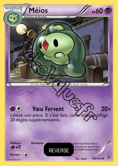 Carte Pokémon Méios Reverse n°43 de la série Explosion Plasma