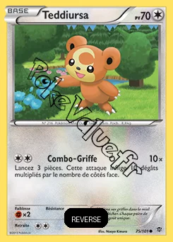Carte Pokémon Teddiursa  Reverse n°75 de la série Explosion Plasma