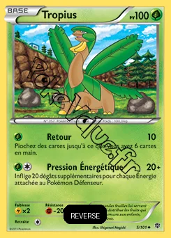 Carte Pokémon Tropius  Reverse n°5 de la série Explosion Plasma