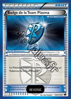 Carte Pokémon Badge de la Team Plasma Reverse n°104 de la série Glaciation Plasma