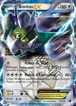 Carte Pokémon Boréas EX n°98 de la série Glaciation Plasma