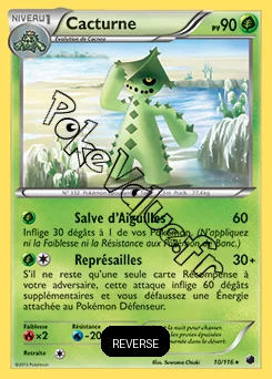 Carte Pokémon Cacturne  Reverse n°10 de la série Glaciation Plasma