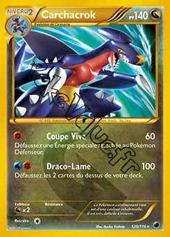 Carte Pokémon Carchacrok n°120 de la série Glaciation Plasma