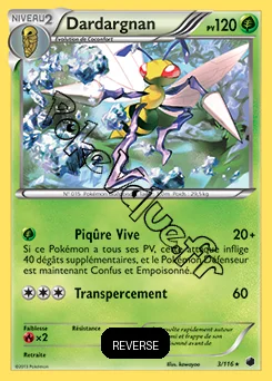 Carte Pokémon Dardargnan Reverse n°3 de la série Glaciation Plasma
