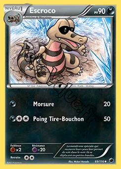 Carte Pokémon Escroco n°69 de la série Glaciation Plasma