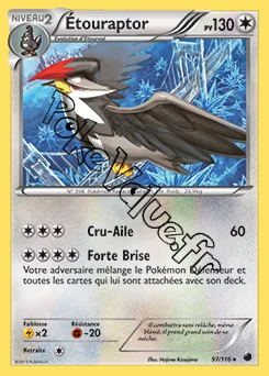 Carte Pokémon Étouraptor n°97 de la série Glaciation Plasma