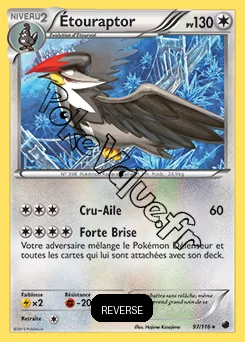 Carte Pokémon Étouraptor Reverse n°97 de la série Glaciation Plasma