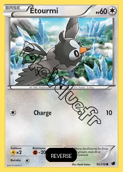 Carte Pokémon Étourmi Reverse n°95 de la série Glaciation Plasma