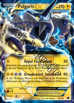 Carte Pokémon Fulguris EX  n°38 de la série Glaciation Plasma