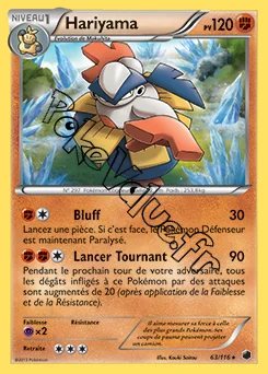 Carte Pokémon Hariyama  n°63 de la série Glaciation Plasma