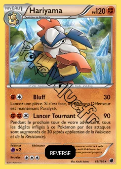 Carte Pokémon Hariyama  Reverse n°63 de la série Glaciation Plasma