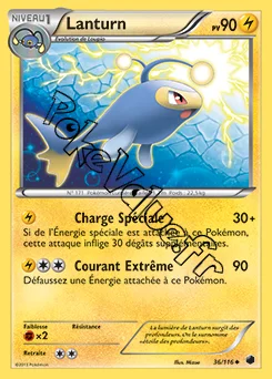 Carte Pokémon Lanturn  n°36 de la série Glaciation Plasma
