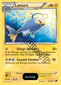 Carte Pokémon Lanturn  Reverse n°36 de la série Glaciation Plasma