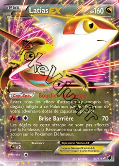 Carte Pokémon Latias EX  n°85 de la série Glaciation Plasma