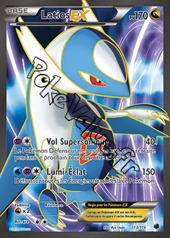 Carte Pokémon Latios EX  n°113 de la série Glaciation Plasma