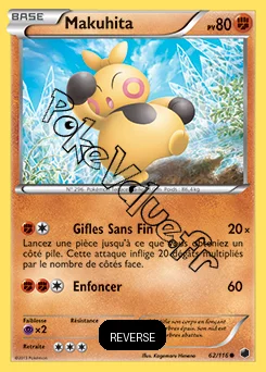 Carte Pokémon Makuhita  Reverse n°62 de la série Glaciation Plasma
