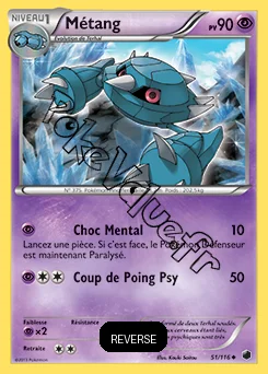 Carte Pokémon Métang Reverse n°51 de la série Glaciation Plasma