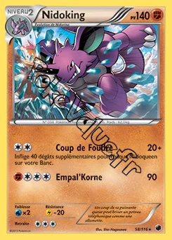 Carte Pokémon Nidoking  n°58 de la série Glaciation Plasma